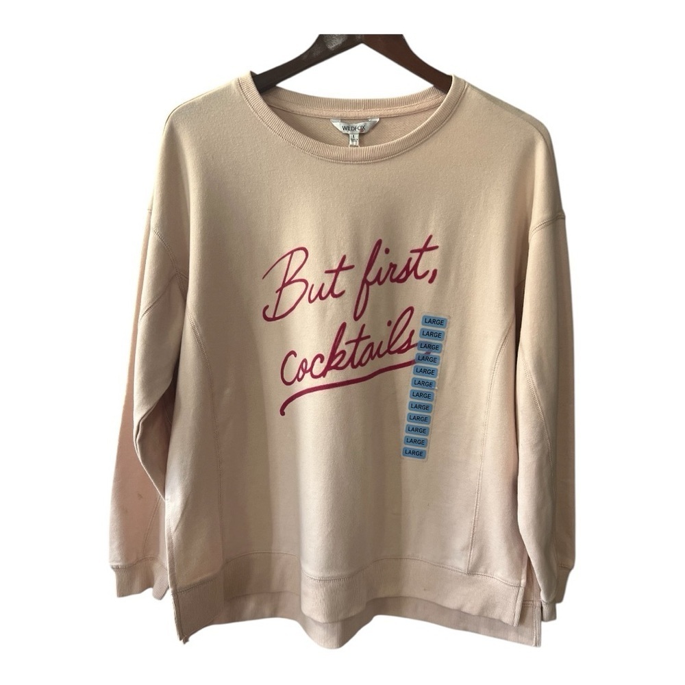 Wildfox  But First Cocktails Women Sweatshirt Size L NWT